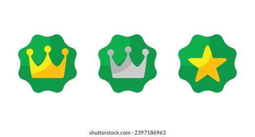 crown emblem set icon, green background design, for e-commerce needs, vector eps 10