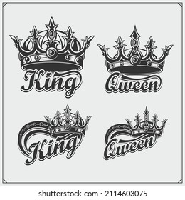 Crown emblem vintage set. Icons, logos and design elements.