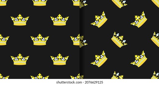 Crown Embroidery seamless patterns set