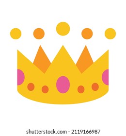 Crown emoji flat icon design isolated vector illustration on white background