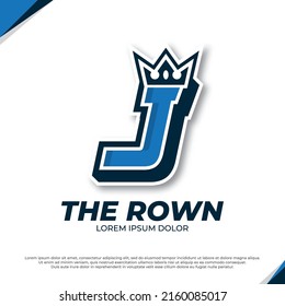 Crown esport mascot letter J logo illustration, esport font design template