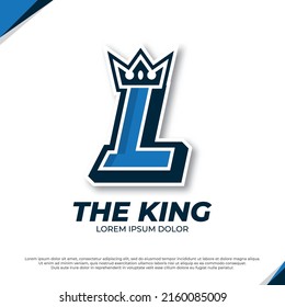 Crown esport mascot letter L logo illustration, esport font design template