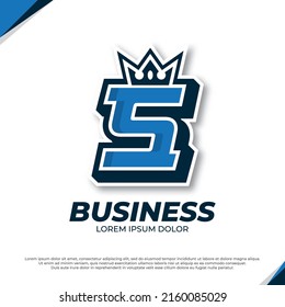 Crown esport mascot letter S logo illustration, esport font design template