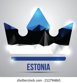 Crown with Estonian Flag, isolated on white