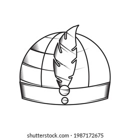 crown with feather hand drawn