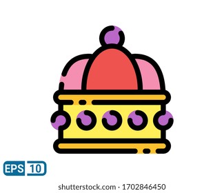 Crown filled line style icon isolated on white background. Crown symbol for your web site design, logo, app, UI. Vector illustration, EPS10.
