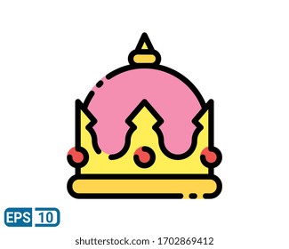 Crown filled line style icon on white background. vector Illustration EPS 10