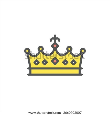 Crown filled outline icon. monarchy color line illustration.