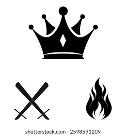 Crown, fire flame Symbol Silhouette Vector Art