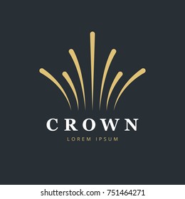 Crown Fireworks Logo Design. Creative Abstract Logo Vector Template. 