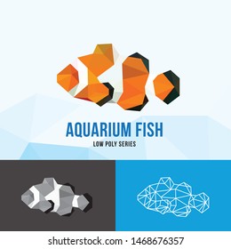 CROWN FISH AQUARIUM SET LOW POLY LOGO ICON SYMBOL SET. TRIANGLE GEOMETRIC POLYGON