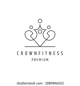 Crown Fitness logo linear style icon on white backround