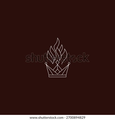 Crown and Flame line art logo symbolizing power, honor, and determination.