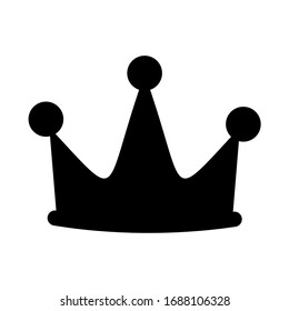 Krone, schwarze Symbol einzeln auf weißem Hintergrund. Symbol der Qualität, Oberklasse, VIP Person. Prämien und Insignien. Zeichen von Respekt und Ehre.