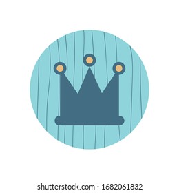 Crown flat block style icon design, Royal king queen luxury jewelry kingdom insignia emperor authority and coronation theme Vector illustration