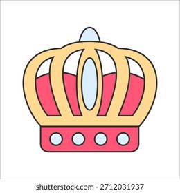 Estilo de diseño plano, corona real con joyas, que simboliza la monarquía y el lujo, ideal para gráficos de temática real, histórica o de Regalías.