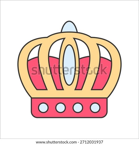 Crown Flat design style, royal crown with jewels, symbolizing monarchy and luxury, great for regal, historical, or royalty themed graphics.