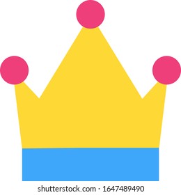 Crown flat icon. Arrogance, self confidence, egoism, superiority, leadership symbol. King power sign