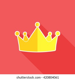 Crown flat icon. Gold crown symbol. Vector illustration