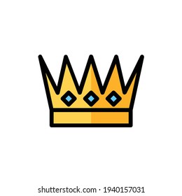 Crown Flat Icon Isolated On White Background