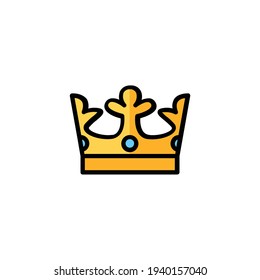 Icono plano de la corona aislado en fondo blanco