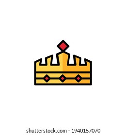 Crown Flat Icon Isolated On White Background