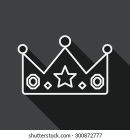crown flat icon with long shadow, line icon