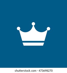 Crown Flat Icon On Blue Background