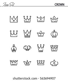 Crown flat icon set. Collection of high quality outline symbols for web design, mobile app. Crown vector thin line icons or logo.