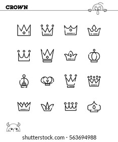 Crown flat icon set. Collection of high quality outline symbols for web design, mobile app. Crown vector thin line icons or logo.