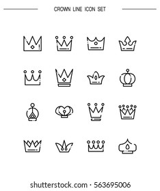 Crown Flat Icon Set. Collection Of High Quality Outline Symbols For Web Design, Mobile App. Crown Vector Thin Line Icons Or Logo.