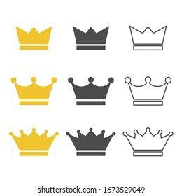 crown flat icon set royal queen logo vector