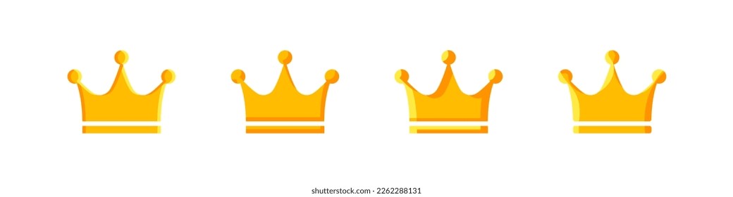 Crown flat icons set. King, queen, premium quality, VIP person, VIP access, impeccable, successful, rich, popular, leader, monarch. The concept of prestige. Set of vector flat icons isolated