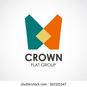 Crown flat of king group abstract vector and logo design or template expert business icon of company identity symbol concept