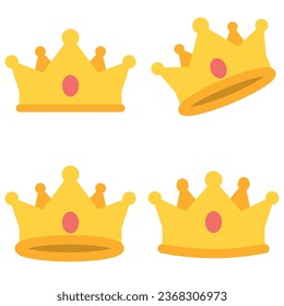 The crown is in a flat style. The banknote is flat icons. Vector illustration isolated on a white background