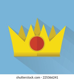 Crown in flat style with long shadow, illustration