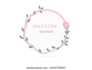 crown floral frame banner with rose flower background