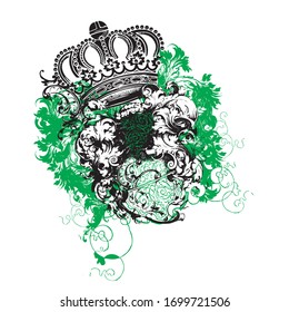 crown and floral vectorel pattern work drawing.eps