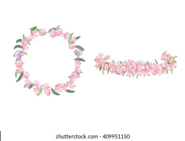 crown flowers set  side way and top isolated on white background,