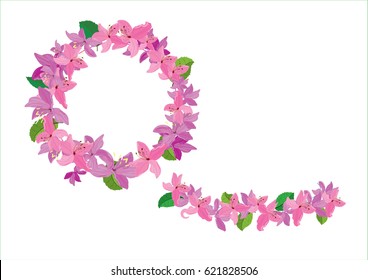 crown flowers set  side way and top isolated on white background,