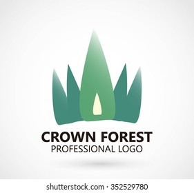 Crown of forest abstract vector and logo design or template nature business icon of company identity symbol concept