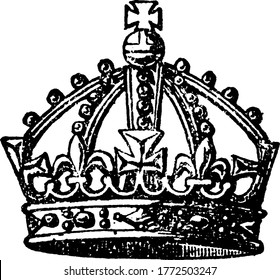 The crown with four arches, each of the eight semi-arches springing from the alternating crosses and fleurs-de-lys of the circlet. It was the crown of the Stuart sovereigns, the first kings svg