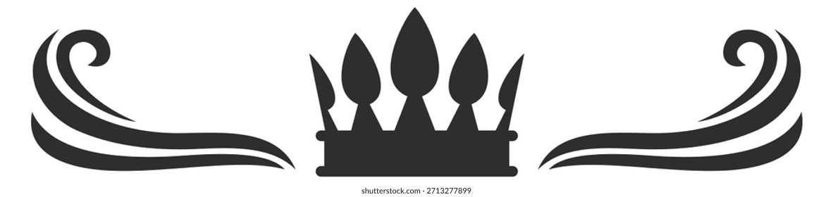 A crown with four points is drawn in black