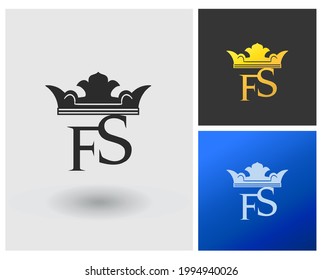 Crown FS monogram logo. Modern company initial logo template