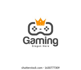 Crown Game logo template vector. Joystick design Icon. Stylized joystick buttons. Creative design. Illustration