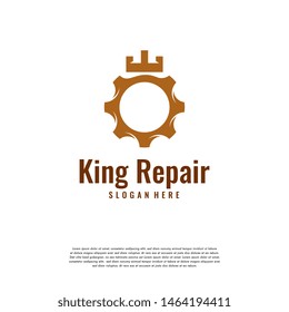Crown gear vector logo designs, King Service logo template