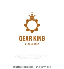 Crown gear vector logo designs, King Service logo template