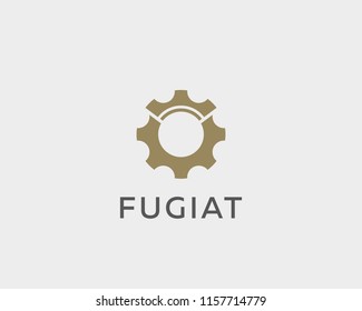 Crown gear vector logotype. Idea auto cogweel royal symbol logo. 