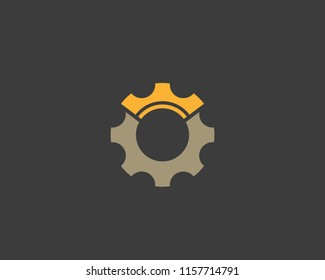 Crown gear vector logotype. Idea auto cogweel royal symbol logo. 