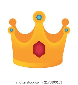 corona con icono de gemas aislado plano